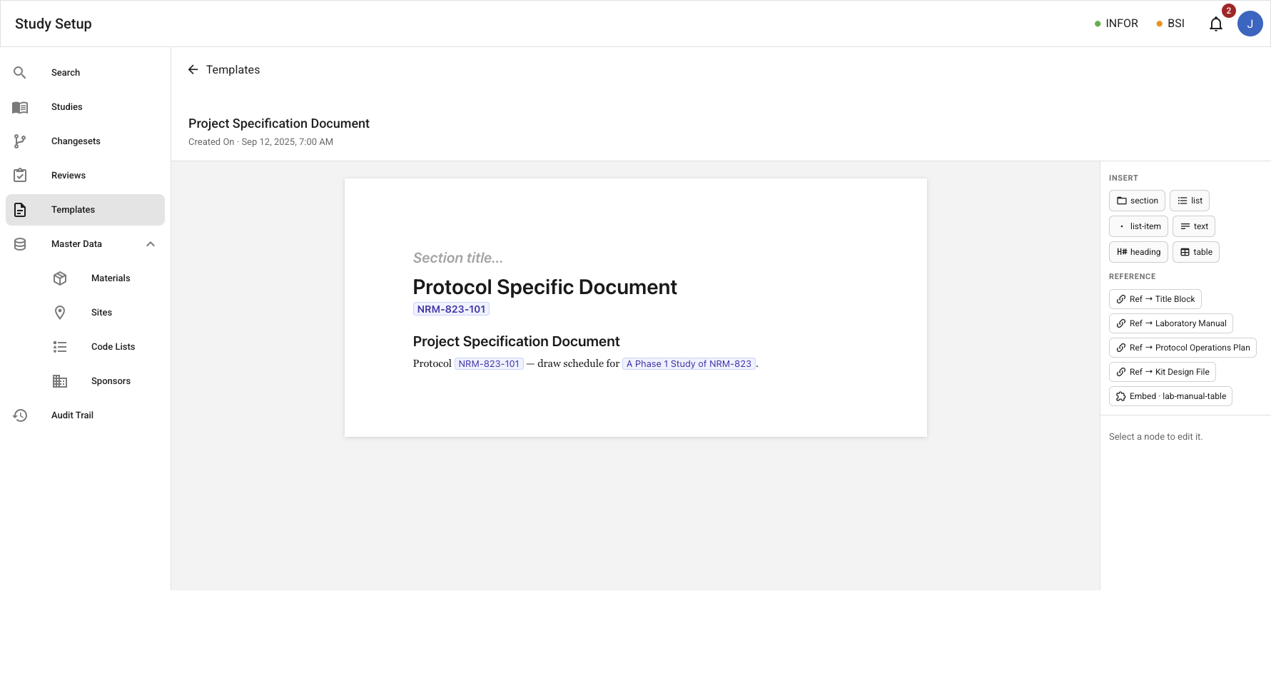 Template document view